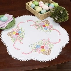 Nob Hill Easter Basket Table Topper Stamped Cross-Stitch Kit