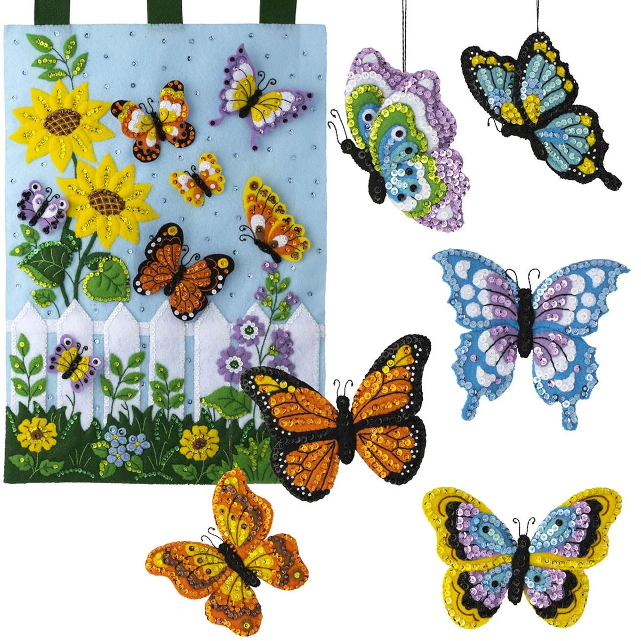 Bucilla Butterfly Garden Kits, Set Of 2 Felt & Sequin Kit 1 Bucilla Butterfly Garden Kits, Set Of 2 Felt & Sequin Kit