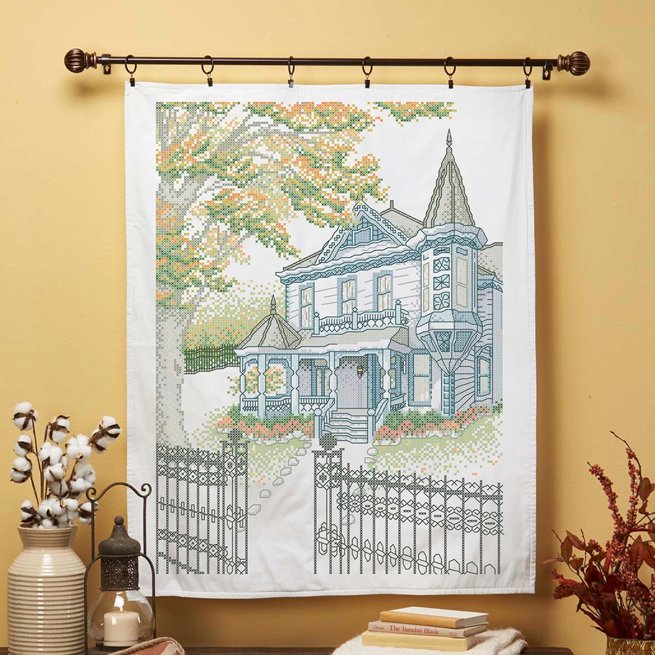 Herrschners Victorian In The Fall Lap Quilt Top Stamped Cross-Stitch Kit 1 Herrschners Victorian In The Fall Lap Quilt Top Stamped Cross-Stitch Kit