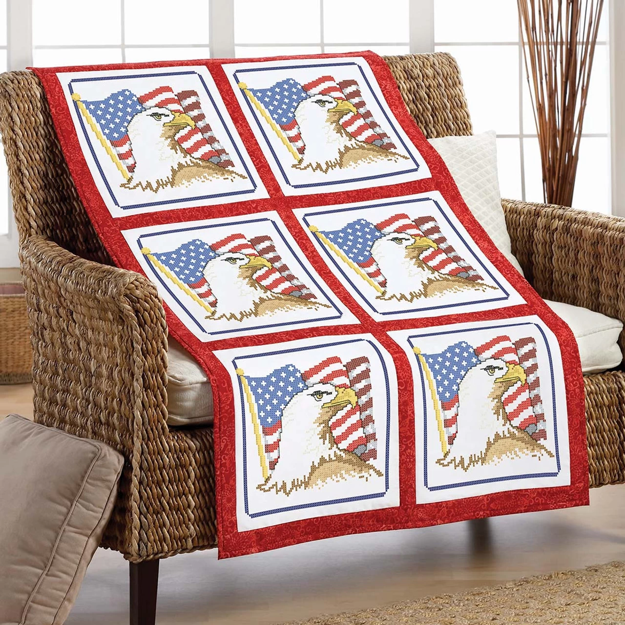 Herrschners Patriotic Pride Quilt Blocks Stamped Cross-Stitch 2 Herrschners Patriotic Pride Quilt Blocks Stamped Cross-Stitch - Image 2