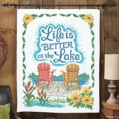 Herrschners Better At The Lake Quilt Top Stamped Cross-Stitch Kit