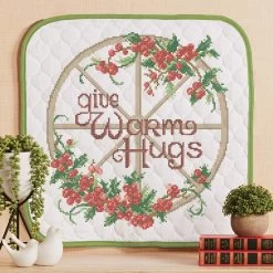 Herrschners Warm Hugs Wall Hanging Stamped Cross-Stitch Kit