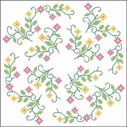 Herrschners Field Of Flowers Quilt Blocks Stamped Cross-Stitch