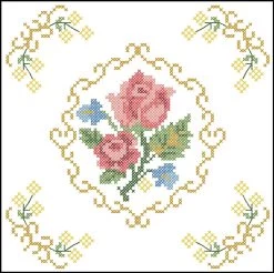 Herrschners Bold Blossoms Quilt Blocks Stamped Cross-Stitch