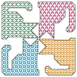 Herrschners Patchwork Kittens Quilt Blocks Stamped Cross-Stitch