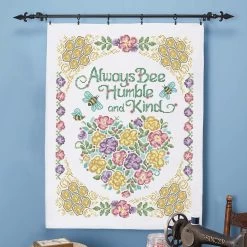 Herrschners Bee Humble Lap Quilt Top Stamped Cross-Stitch Kit