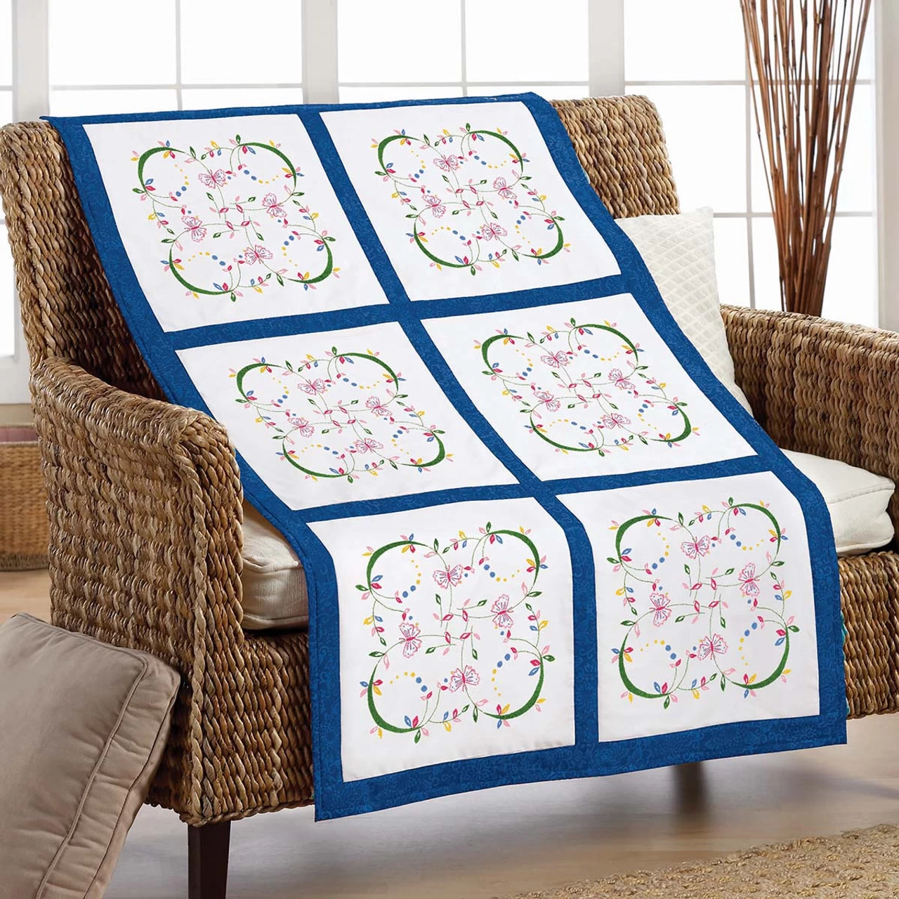 Herrschners Butterfly Wings Quilt Blocks Stamped Embroidery 1 Herrschners Butterfly Wings Quilt Blocks Stamped Embroidery