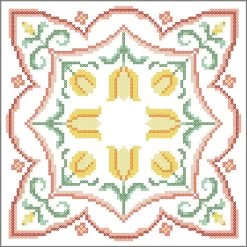 Herrschners Springtime Tulips Quilt Blocks Stamped Cross-Stitch