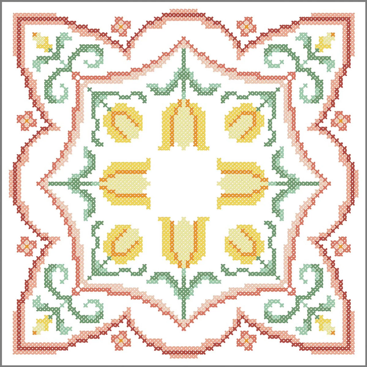 Herrschners Springtime Tulips Quilt Blocks Stamped Cross-Stitch 1 Herrschners Springtime Tulips Quilt Blocks Stamped Cross-Stitch