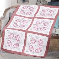 Herrschners Cora Quilt Blocks Stamped Cross-Stitch Or Stamped Embroidery