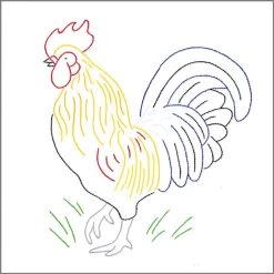 Herrschners Rooster Quilt Blocks Stamped Embroidery