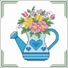Herrschners Watering Can Quilt Blocks Stamped Cross-Stitch