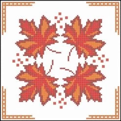 Herrschners Autumn Leaves Quilt Blocks Stamped Cross-Stitch