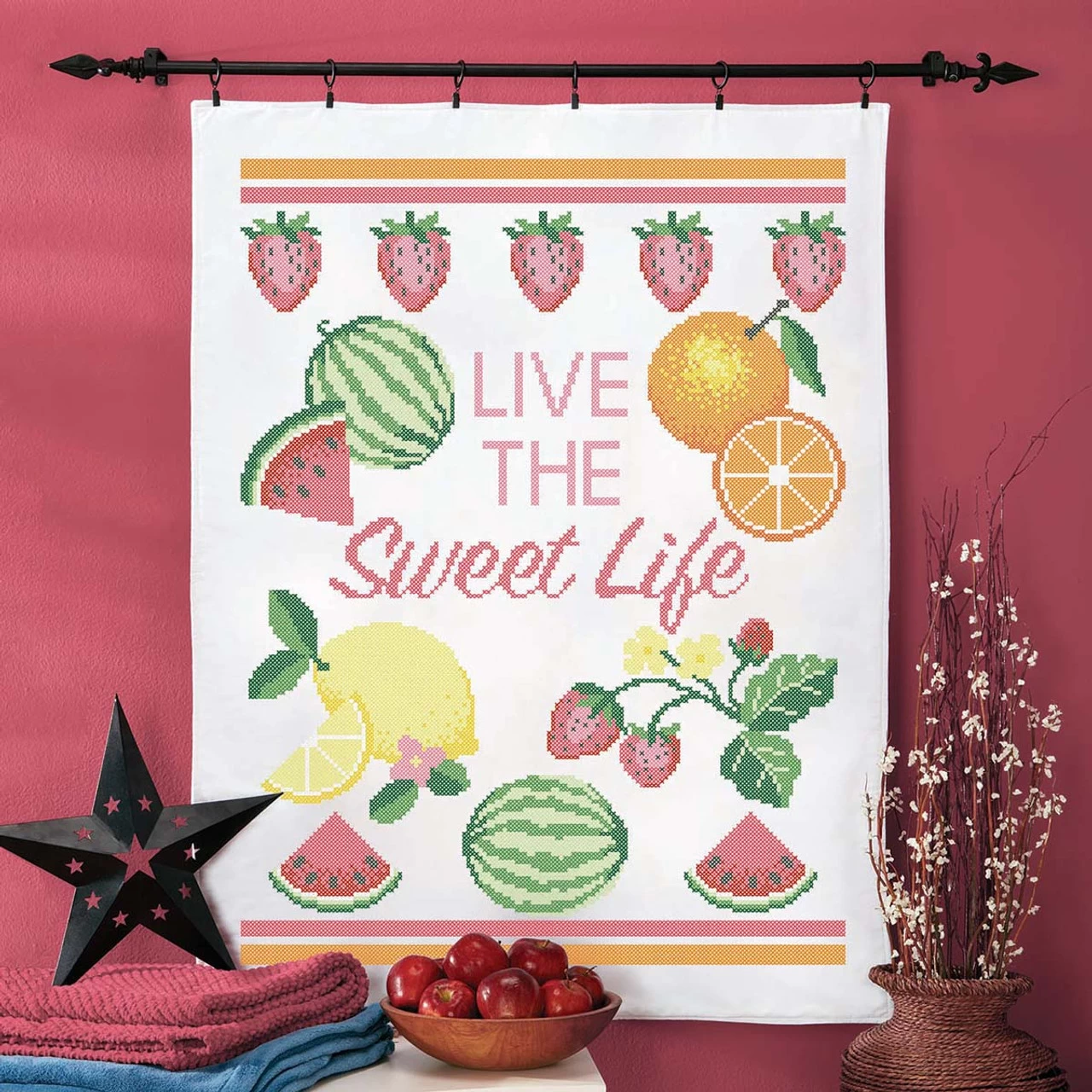 Herrschners Sweet Life Lap Quilt Top Stamped Cross-Stitch Kit 1 Herrschners Sweet Life Lap Quilt Top Stamped Cross-Stitch Kit