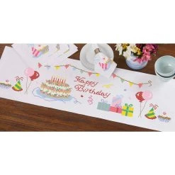 Herrschners Happy Birthday Table Runner Stamped Cross-Stitch