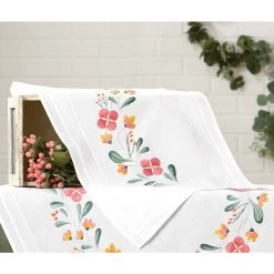 Nob Hill Peachy Keen Table Runner Stamped Embroidery Kit