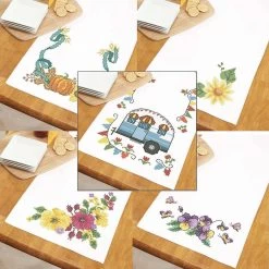 Herrschners Table Runner Assortment Set Stamped Cross-Stitch