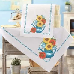 Herrschners Country Welcome Table Topper & Table Runner Stamped Cross-Stitch