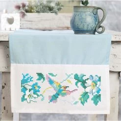 Herrschners Garden Paradise Dresser Scarf Stamped Cross-Stitch