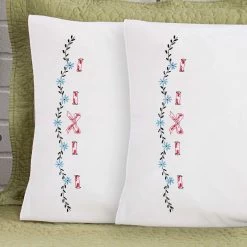 Herrschners Daphne Pillowcase Pair Stamped Embroidery