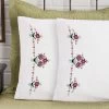 Herrschners Tabitha Pillowcase Pair Stamped Embroidery