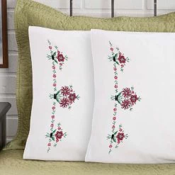Herrschners Tabitha Pillowcase Pair Stamped Embroidery