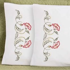 Herrschners Louisa Pillowcase Pair Stamped Embroidery