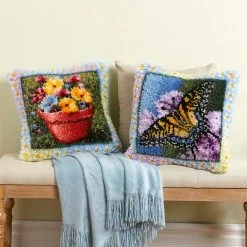 Herrschners Butterfly & Pansy, Set Of 2 Latch Hook Kit