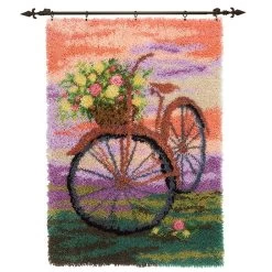Herrschners Bicycle With Flowers Latch Hook Kit