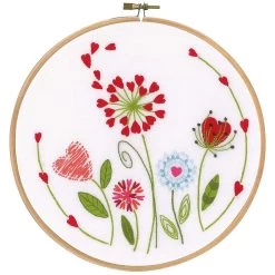 Vervaco Flowers Hoop Stamped Embroidery Kit