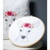 Vervaco Deer With Flowers Hoop Stamped Embroidery Kit