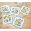 Herrschners Cottage Blooms Pot Holders Stamped Cross-Stitch
