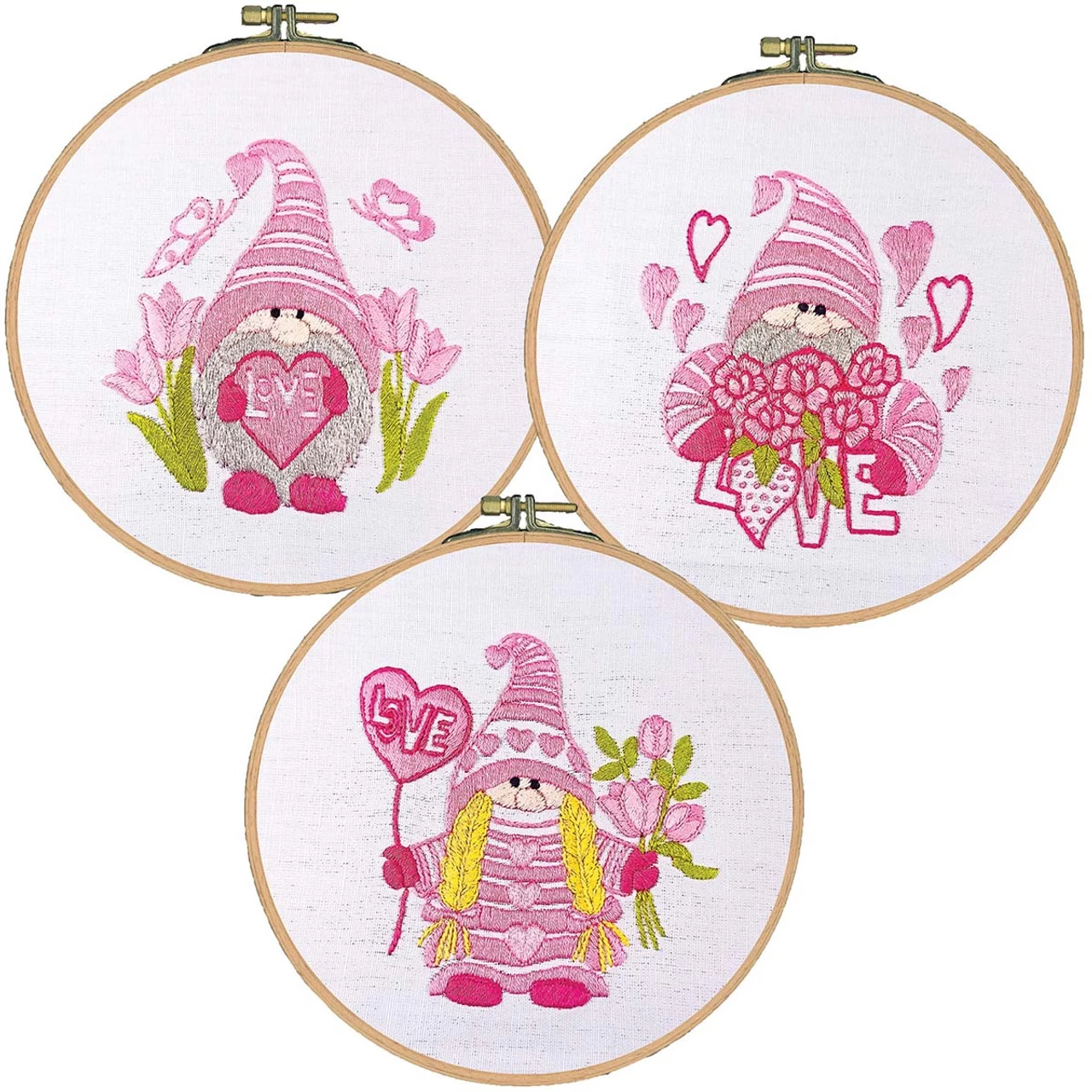 Craftways Pink Gnome Hoop Set Stamped Embroidery 1 Craftways Pink Gnome Hoop Set Stamped Embroidery