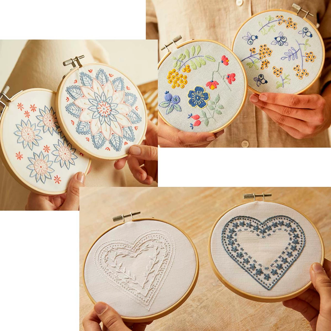 DMC Mindful, Forest Fruits, & Heart Hoop Set Stamped Embroidery 1 DMC Mindful, Forest Fruits, & Heart Hoop Set Stamped Embroidery