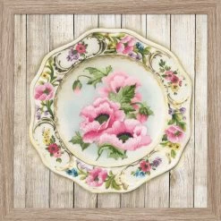 RIOLIS Plate With Pink Poppies Stamped Embroidery Kit