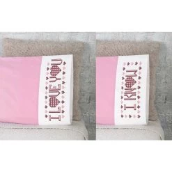 Herrschners I Love You, I Know Pillowcase Pair Stamped Cross-Stitch