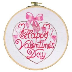 Craftways Happy Valentine's Hoop Stamped Embroidery Kit