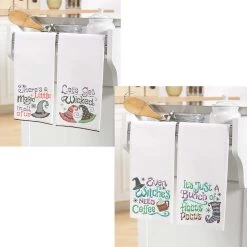 Herrschners Halloween Towel Pair Set Stamped Cross-Stitch