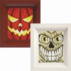 PixelHobby Jack O'Lantern & Skull Face, Set Of 2 Mosaic Art Kit