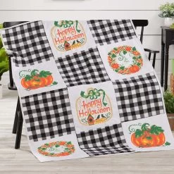 Herrschners Farmhouse Halloween Quilt Blocks Stamped Cross-Stitch