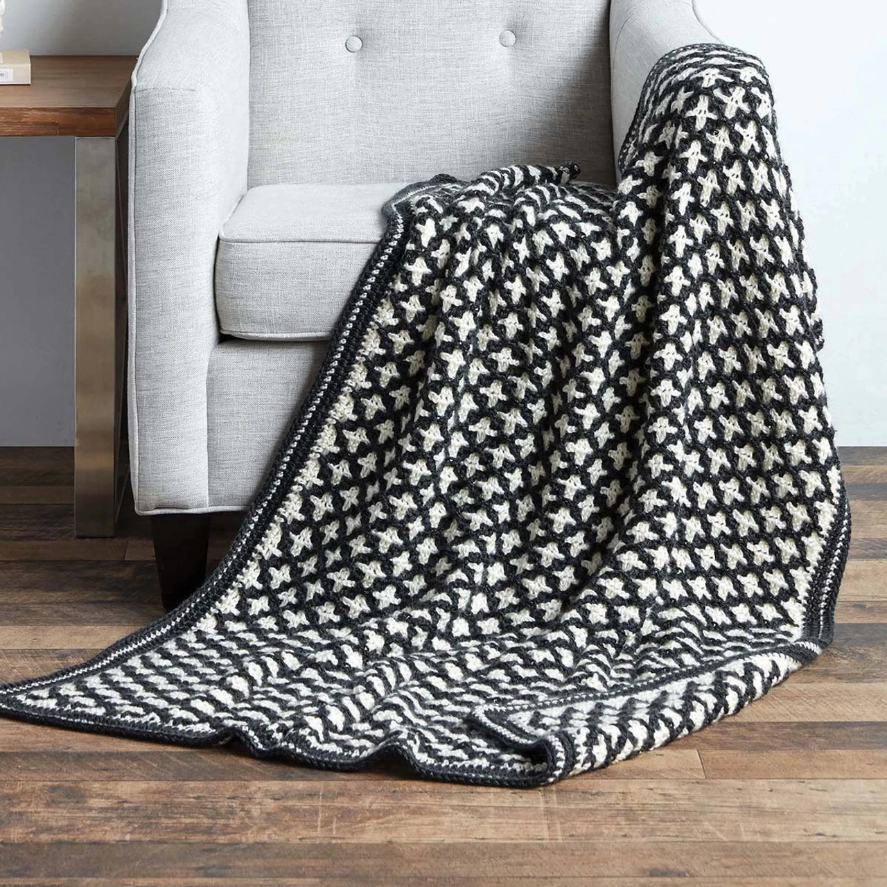 Caron Reversible Geometric Crochet Blanket Kit 1 Caron Reversible Geometric Crochet Blanket Kit
