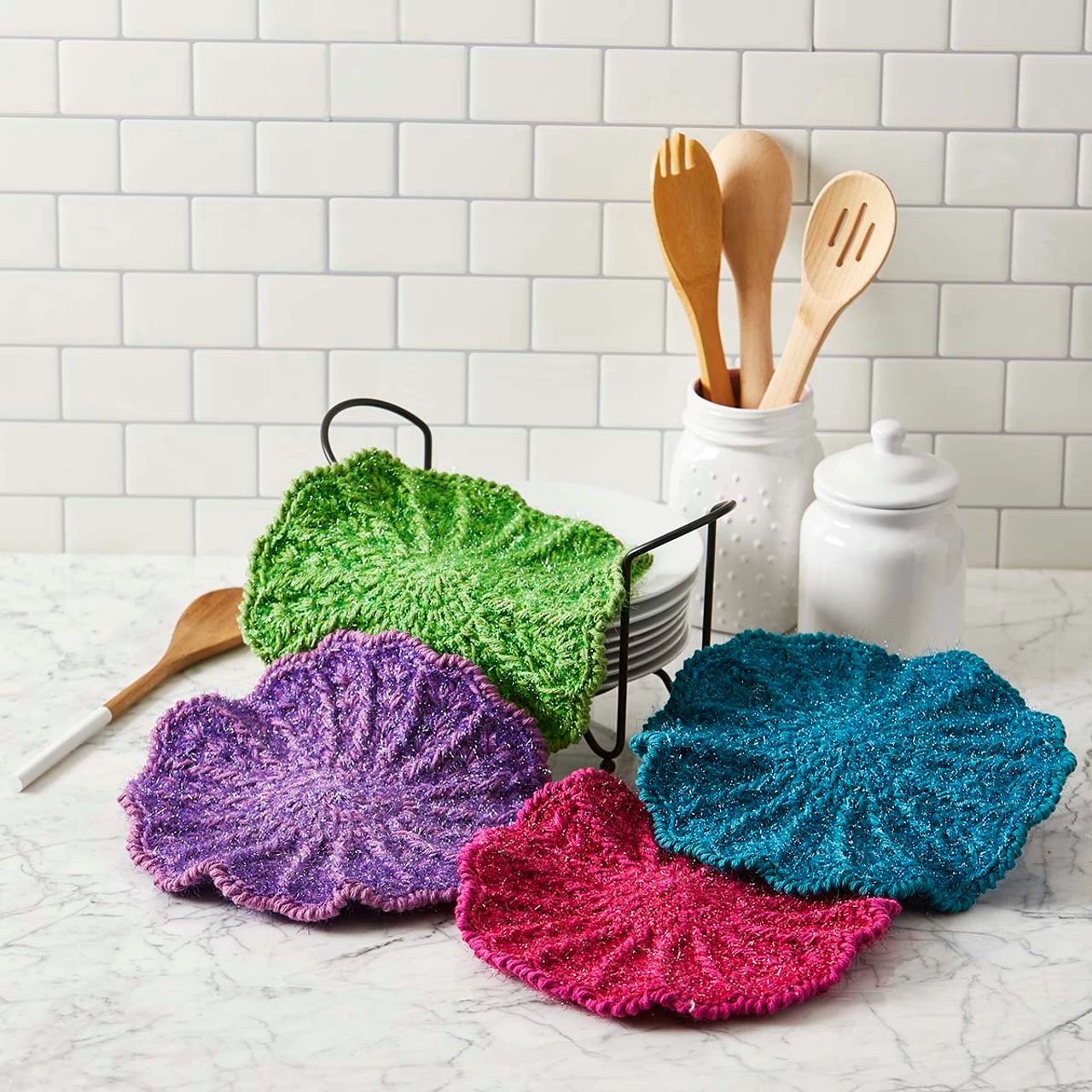 Herrschners Bejeweled Scrubby Washcloths Crochet Kit 1 Herrschners Bejeweled Scrubby Washcloths Crochet Kit