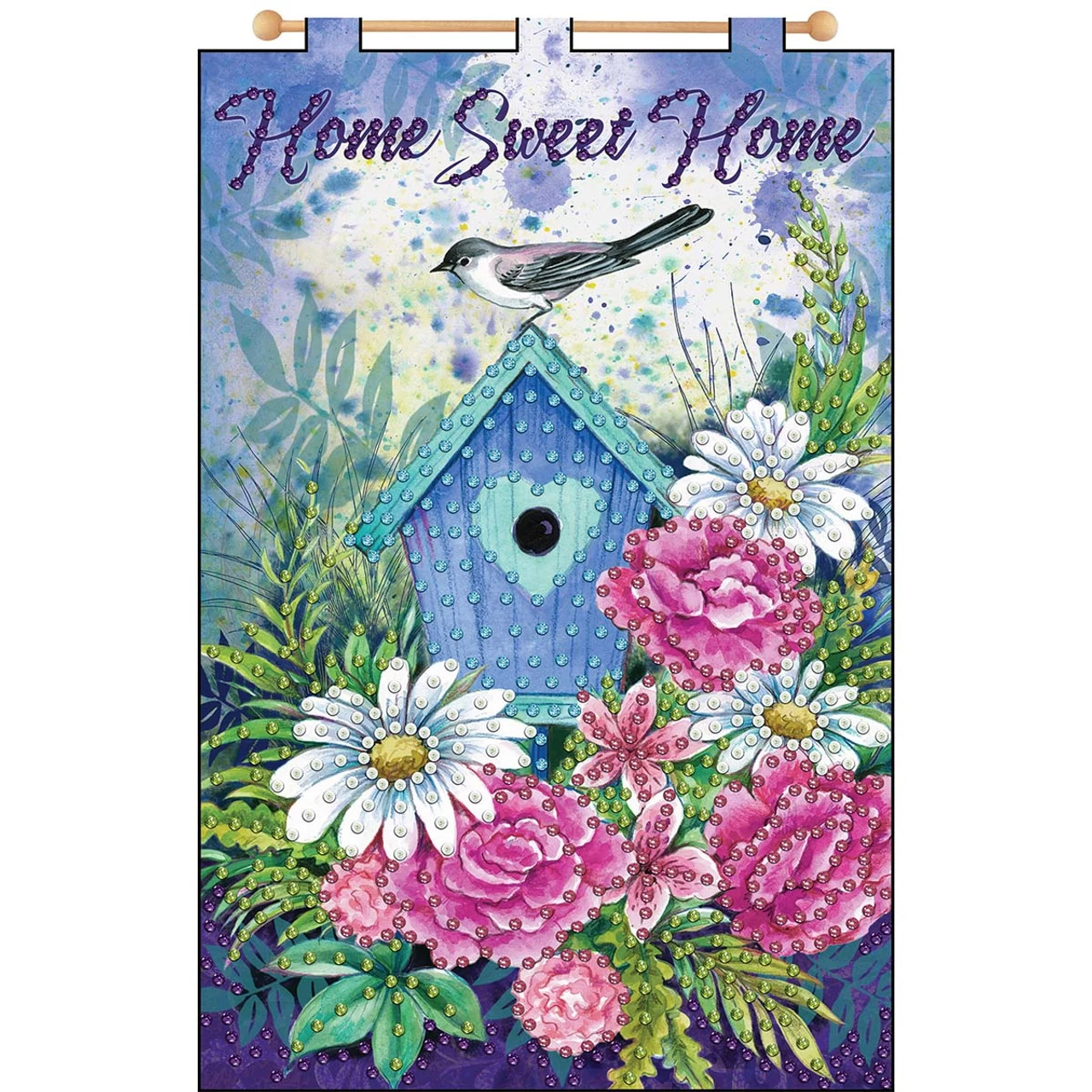 Design Works Blue Floral-April Banner Felt & Sequin Kit 1 Design Works Blue Floral-April Banner Felt & Sequin Kit