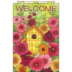 Design Works Yellow Birdhouse-May Banner Felt & Sequin Kit
