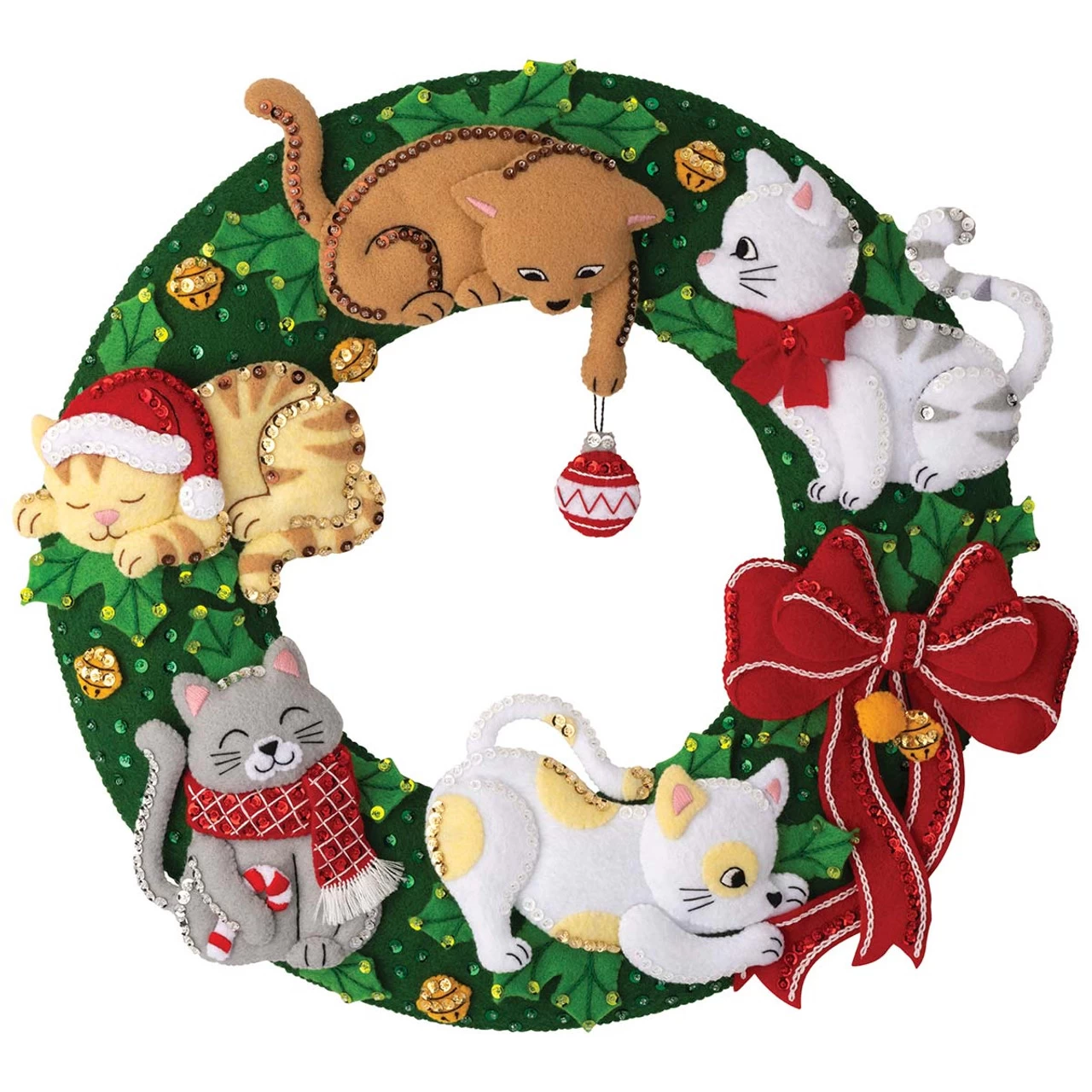 Bucilla Holiday Housecats Felt & Sequin Kit 1 Bucilla Holiday Housecats Felt & Sequin Kit