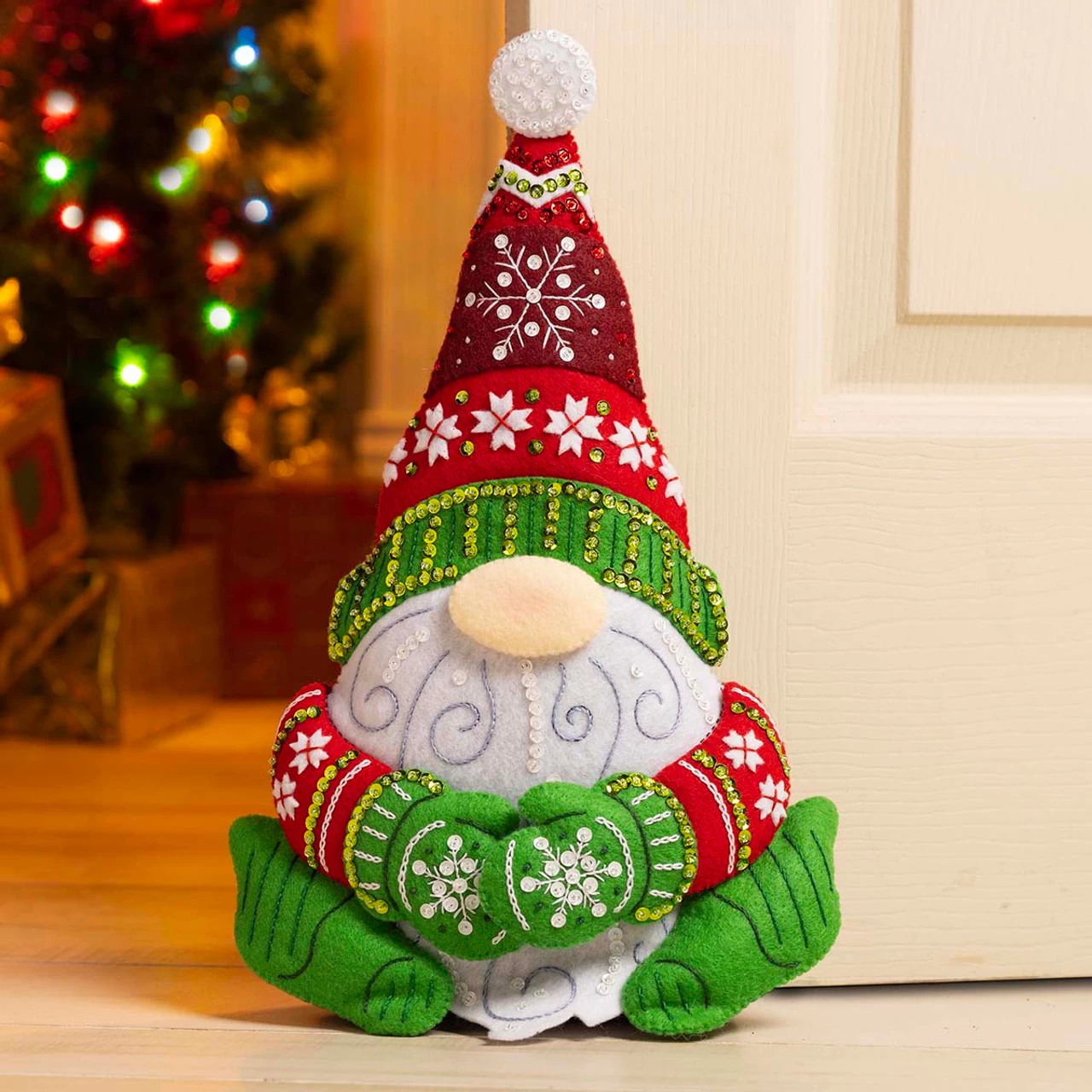 Bucilla Nordic Gnome Door Stopper Felt & Sequin Kit 1 Bucilla Nordic Gnome Door Stopper Felt & Sequin Kit