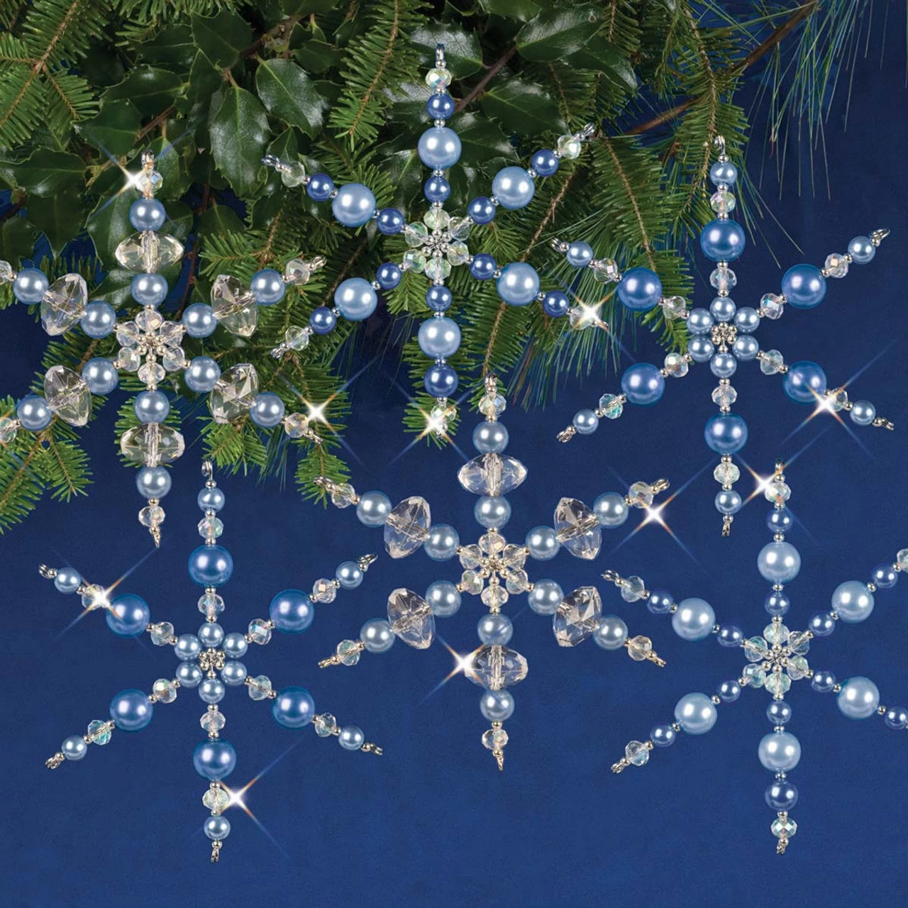 Solid Oak Crystal/Blue Snowflakes Ornament Kit 1 Solid Oak Crystal/Blue Snowflakes Ornament Kit