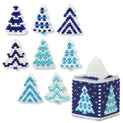 Herrschners Snowy Nights Tissue Box & Ornament, Set Of 2 Pony Bead Kit