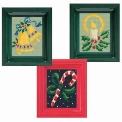 PixelHobby Bells, Candy Cane & Candle, Set Of 3 Mosaic Art Kit
