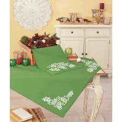 Herrschners Winter Berries Table Topper & Runner Stamped Cross-Stitch
